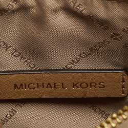 Pre Owned حقيبة مايكل كورس ميرسر صغيرة قماش مزخرف ذهبي/أبيض