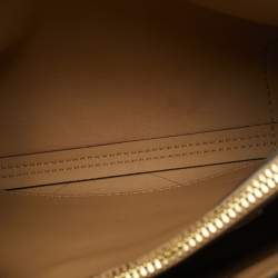 Pre Owned حقيبة مايكل كورس ميرسر صغيرة قماش مزخرف ذهبي/أبيض