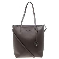 Pre Owned Michael Kors Dark Beige Leather Large Hayley Convertible Tote