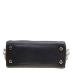 Pre Owned Michael Michael Kors Black Leather Medium Selma Eyelet Top Handle Bag