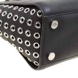Pre Owned Michael Michael Kors Black Leather Medium Selma Eyelet Top Handle Bag
