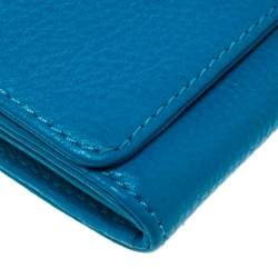 Pre Owned Michael Kors Blue Leather Fulton Flap Wallet