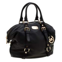 Pre Owned MICHAEL Michael Kors Black Leather Bedford Belted Satchel