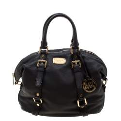 Pre Owned MICHAEL Michael Kors Black Leather Bedford Belted Satchel