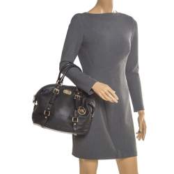 Pre Owned MICHAEL Michael Kors Black Leather Bedford Belted Satchel