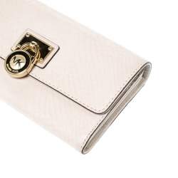 Pre Owned محفظة مايكل كورس قلاب هاميلتون جلد ثعبان بارز بيج