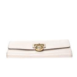 Pre Owned محفظة مايكل كورس قلاب هاميلتون جلد ثعبان بارز بيج