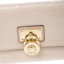 Pre Owned محفظة مايكل كورس قلاب هاميلتون جلد ثعبان بارز بيج