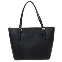 Pre Owned Michael Kors Black Leather Large Caira Tote