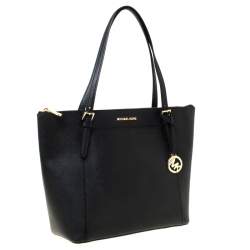 Pre Owned Michael Kors Black Leather Large Caira Tote