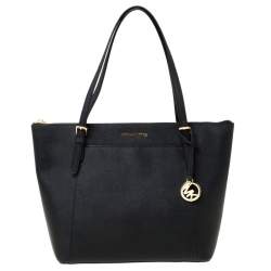 Pre Owned Michael Kors Black Leather Large Caira Tote