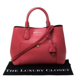 Pre Owned حقيبة يد مايكل كورس جيب كبسون جت ست جلد حمراء
