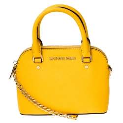 yellow and white michael kors purse