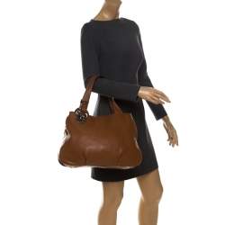 Pre Owned Michael Kors Tan Leather Falcon Charm Tote