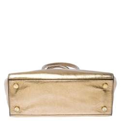 Pre Owned MICHAEL Michael Kors Gold Metallic Leather Medium Selma Tote