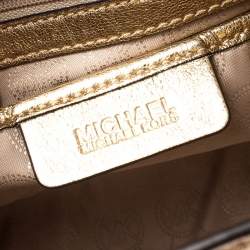 Pre Owned MICHAEL Michael Kors Gold Metallic Leather Medium Selma Tote