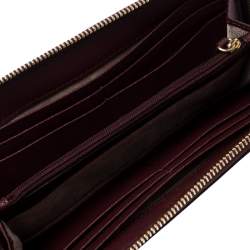 Pre Owned Michael Kors Burgundy Saffiano Leather Zip Around Wallet
