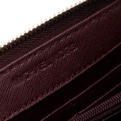 Pre Owned Michael Kors Burgundy Saffiano Leather Zip Around Wallet
