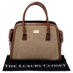 Pre Owned حقيبة مايكل كورس Gia  حافة جلد ثعبان ورافيا مغزولة بنية/ بيج