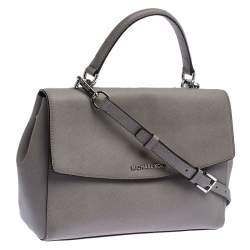 Pre Owned Michael Kors Grey Leather Ava Top Handle Bag