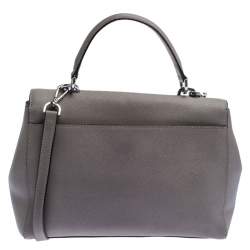 Pre Owned Michael Kors Grey Leather Ava Top Handle Bag