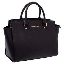 Pre Owned MICHAEL Michael Kors Dark Brown Saffiano Leather Medium Selma Tote