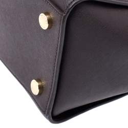 Pre Owned MICHAEL Michael Kors Dark Brown Saffiano Leather Medium Selma Tote