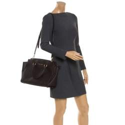 Pre Owned MICHAEL Michael Kors Dark Brown Saffiano Leather Medium Selma Tote