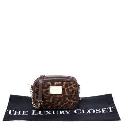 Pre Owned Michael Kors Leopard Print Calf Hair Ginny Camera Crossbody