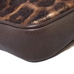 Pre Owned Michael Kors Leopard Print Calf Hair Ginny Camera Crossbody