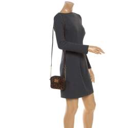 Pre Owned Michael Kors Leopard Print Calf Hair Ginny Camera Crossbody