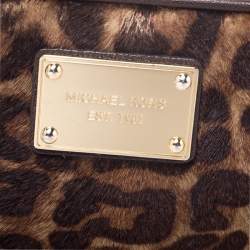 Pre Owned Michael Kors Leopard Print Calf Hair Ginny Camera Crossbody