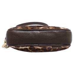 Pre Owned Michael Kors Leopard Print Calf Hair Ginny Camera Crossbody