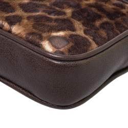 Pre Owned Michael Kors Leopard Print Calf Hair Ginny Camera Crossbody