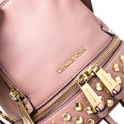 Pre Owned Michael Kors Beige Leather Mini Studded Rhea Backpack