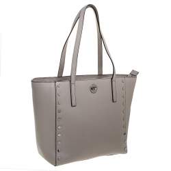 مملوكة مسبقًا Michael Kors Grey Leather Rivington Studded Tote