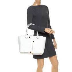 مملوكة مسبقًا Michael Kors White Soft Leather Large Miranda Tote