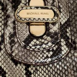 Pre Owned Micheal Kors Cream/Black Python Turnlock Satchel