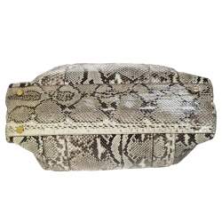 Pre Owned Micheal Kors Cream/Black Python Turnlock Satchel