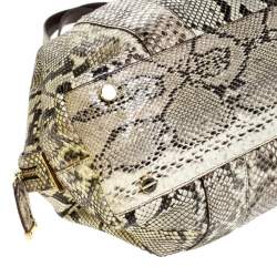 Pre Owned Micheal Kors Cream/Black Python Turnlock Satchel