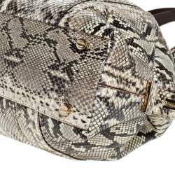 Pre Owned Micheal Kors Cream/Black Python Turnlock Satchel