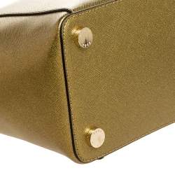 Pre Owned Michael Kors Gold Leather Large Ciara Tote