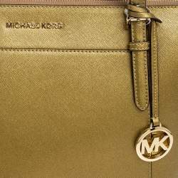Pre Owned Michael Kors Gold Leather Large Ciara Tote