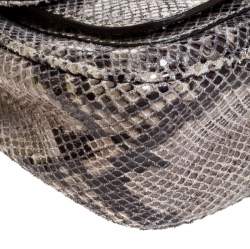 Pre Owned Michael Kors Grey Python Embossed Leather Turnlock Crossbody Bag