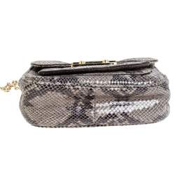 Pre Owned Michael Kors Grey Python Embossed Leather Turnlock Crossbody Bag
