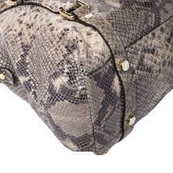 Pre Owned MICHAEL Michael Kors Green/Beige Python Embossed Leather Bedford Satchel