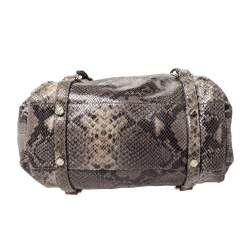 Pre Owned MICHAEL Michael Kors Green/Beige Python Embossed Leather Bedford Satchel