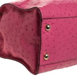 Pre Owned MICHAEL Michael Kors Pink Ostrich Embossed Leather Large Hamilton North South Tote