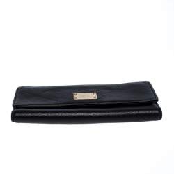 Pre Owned Michael Kors Black Leather Trifold Flap Continental Wallet