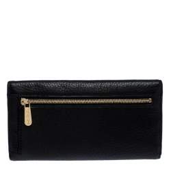 Pre Owned Michael Kors Black Leather Trifold Flap Continental Wallet
